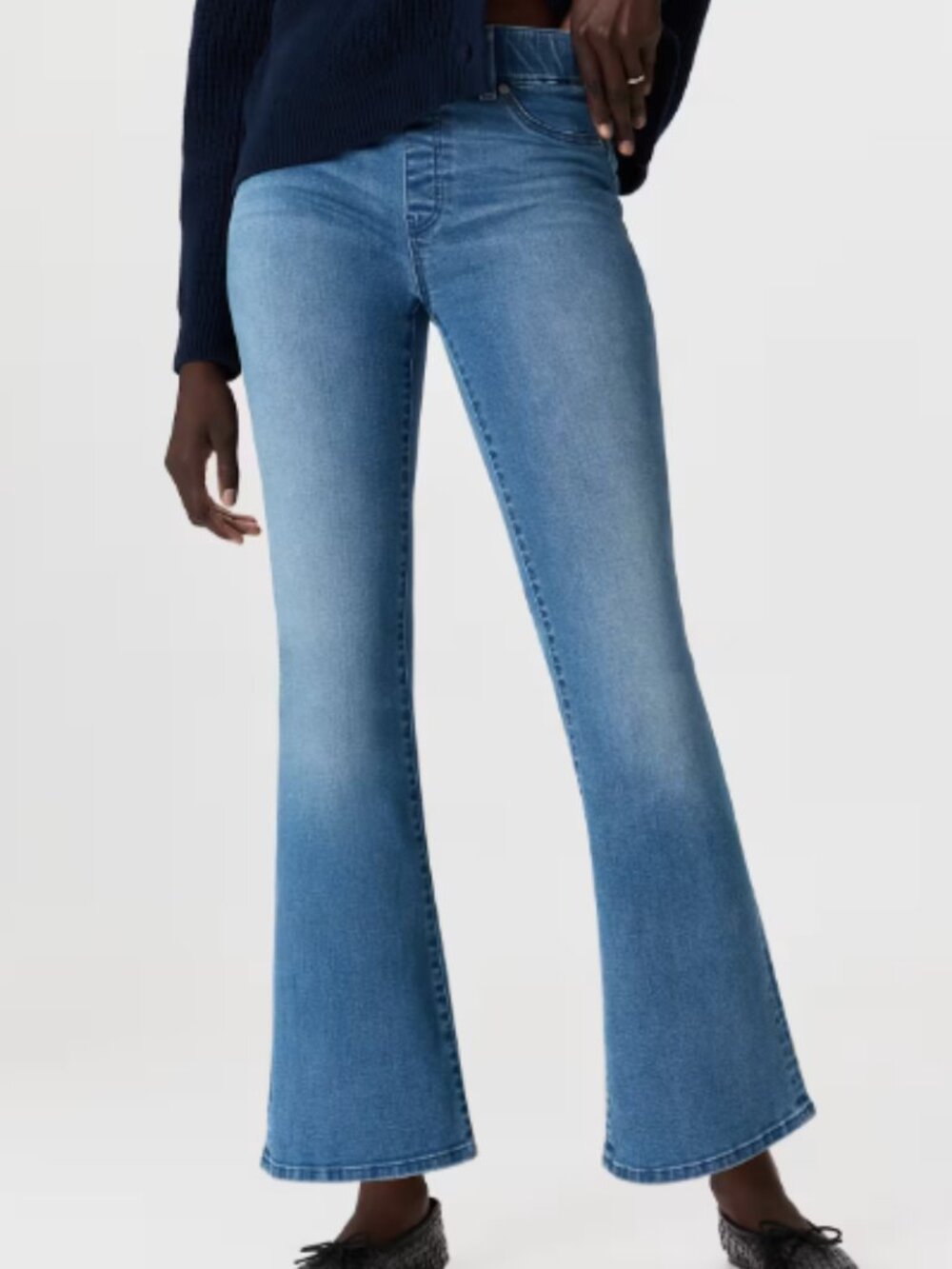 Quince Nina Stretch Pull-On Flare Jeans Laguna Blue - XS
